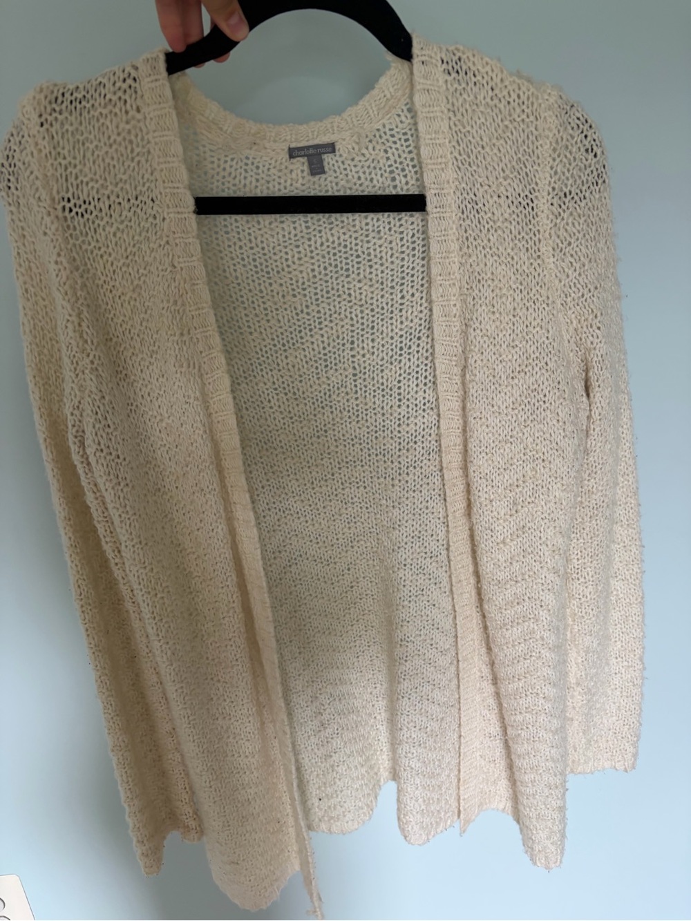 Charlotte Russe Open-Front Cream Knit Cardigan